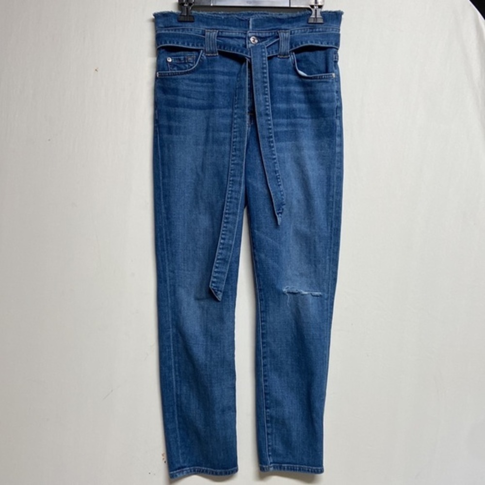 7 For‎ All Mankind Belted Paper Bag Jeans Size 28